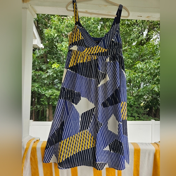NWT Banana Republic Blue and Yellow Strappy Dress 10petite. - Picture 1 of 5